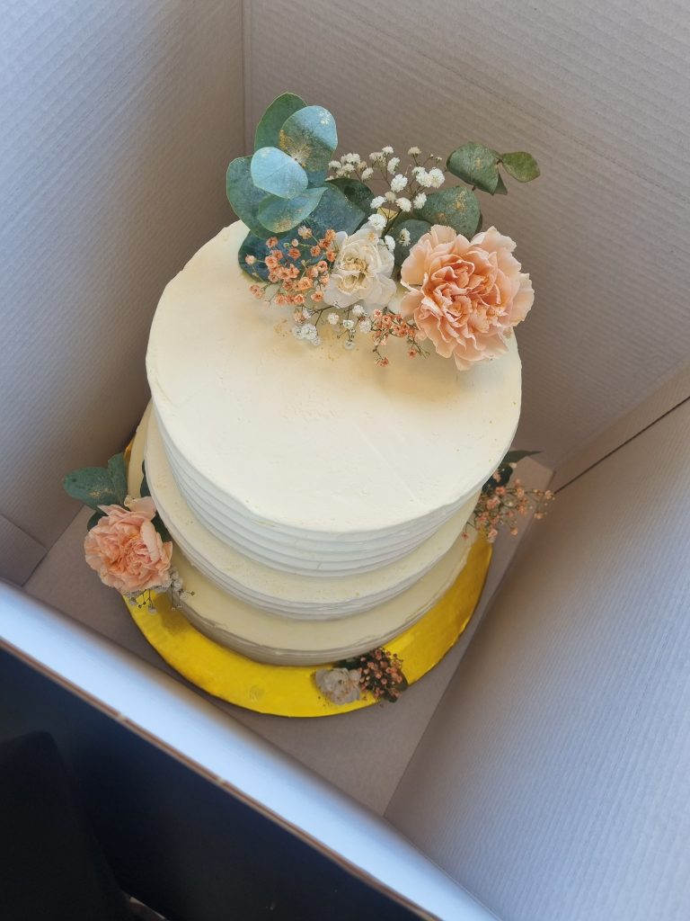 Rustik bröllopstårta uppifrån, Lisens Pastry i Lund